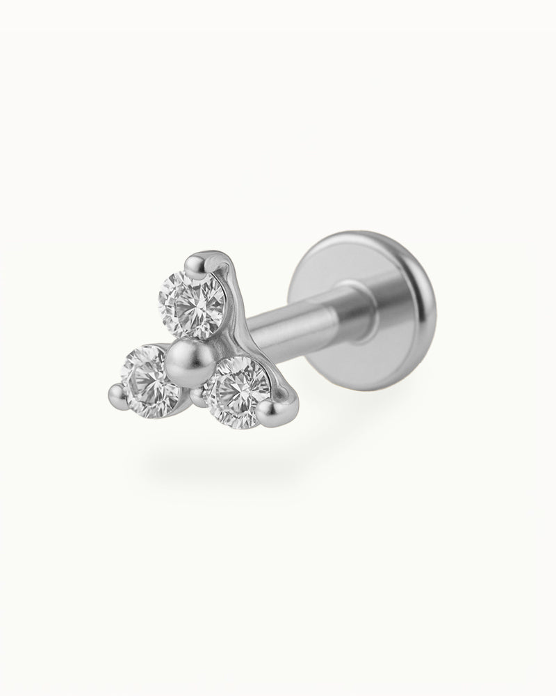 Titanium Driehoek Piercing met Kristallen - Aya