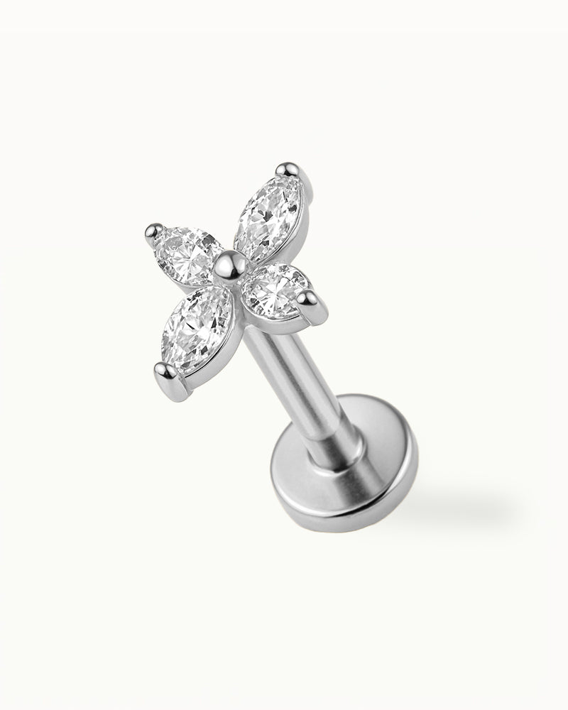 Titanium Bloem Piercing met Kristallen - Isla