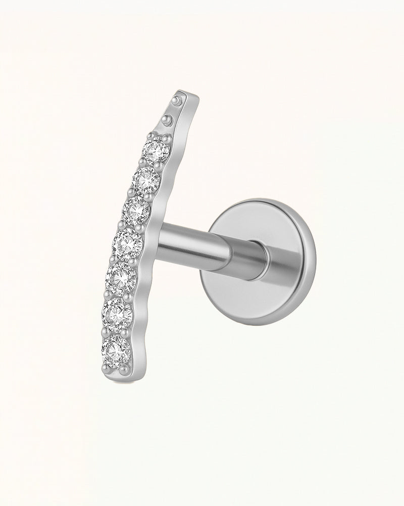 Titanium Gebogen Piercing met Steentjes - Jolie