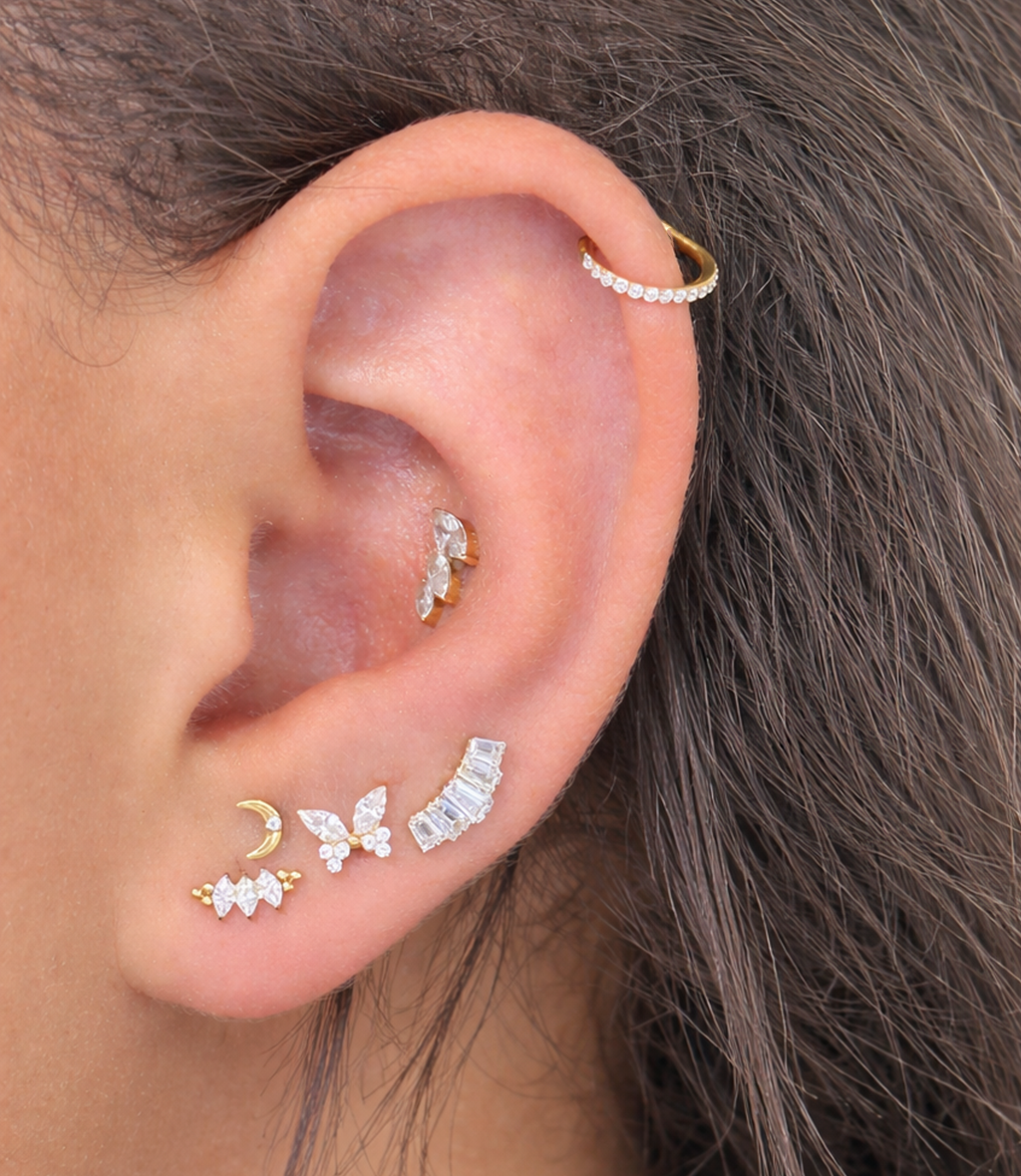 Titanium Ring Piercing met Kristallen - Sylvana