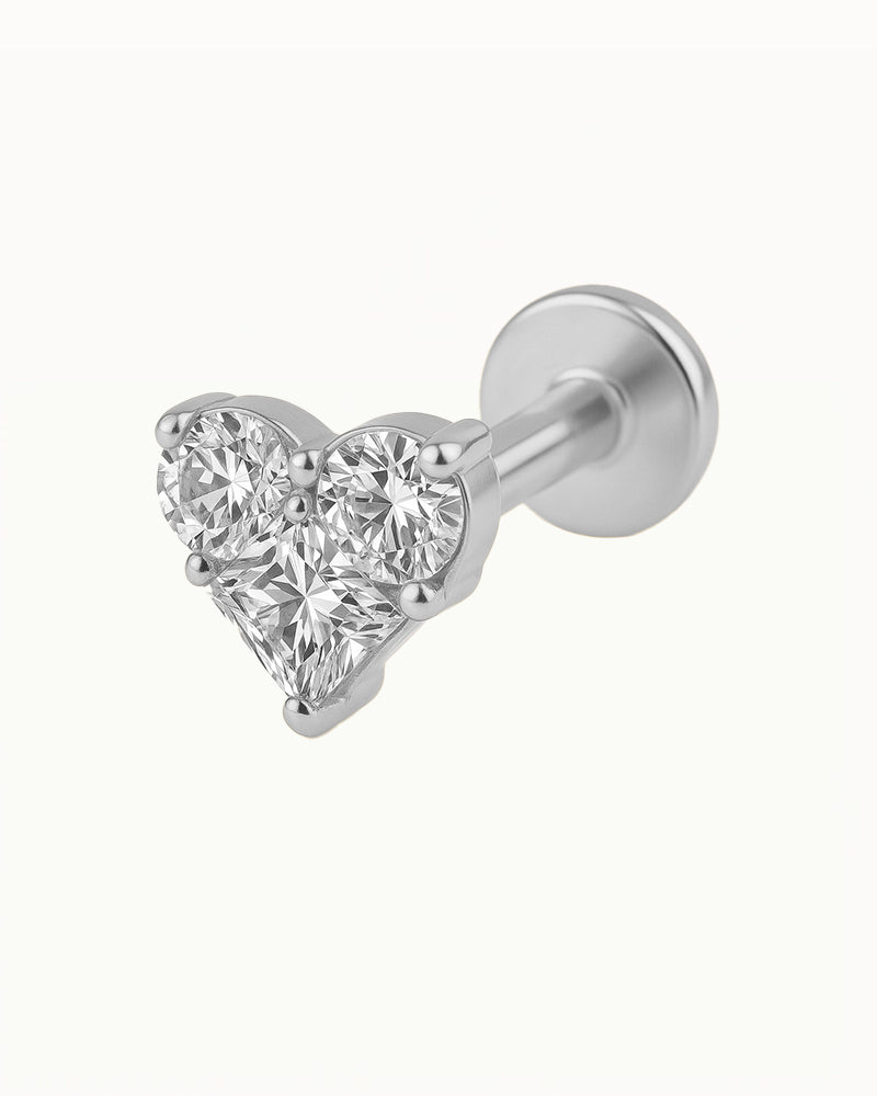 Titanium Hart Piercing met Grote Kristallen - Liah