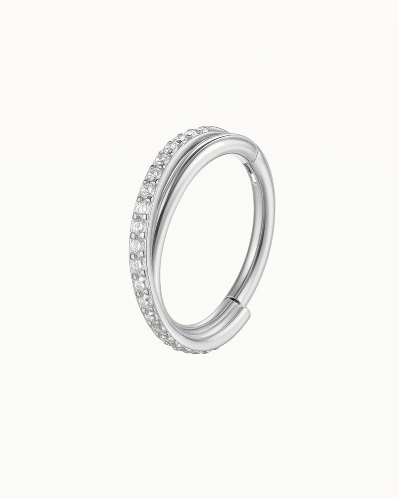 Titanium Dubbele Twist Klikring met Steentjes - Kathy