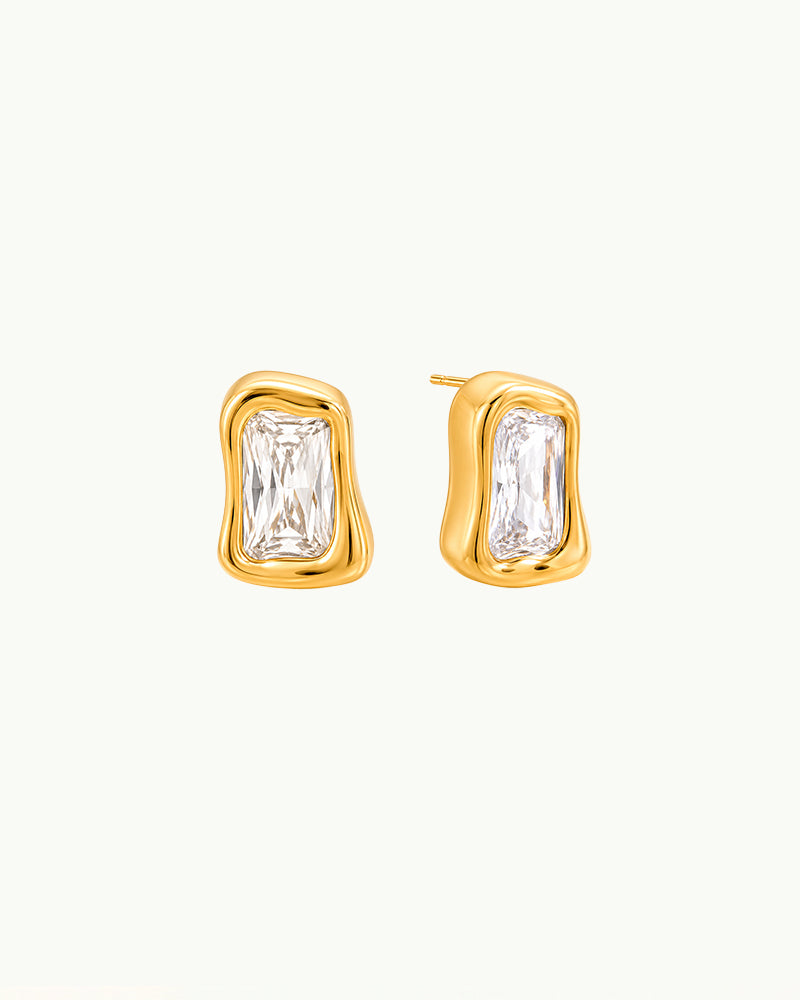 Gouden Oorbellen met Rechthoekige Kristal - Briar