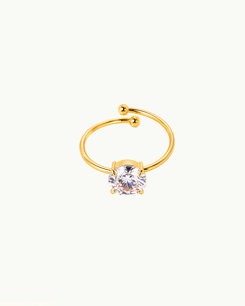 Gouden Open Ring met Kristal - Verstelbaar - Carmen - R95