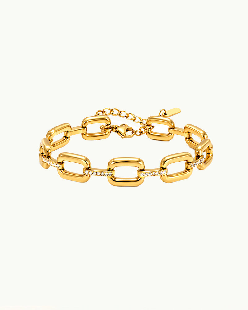 Gouden Schakelarmband met Kristallen - Irena