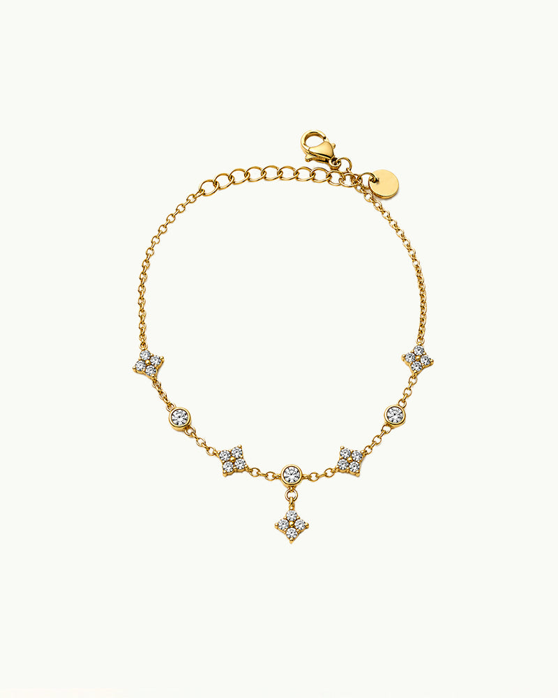 Gouden Armband met Kristallen Bloem Details - Jinthe