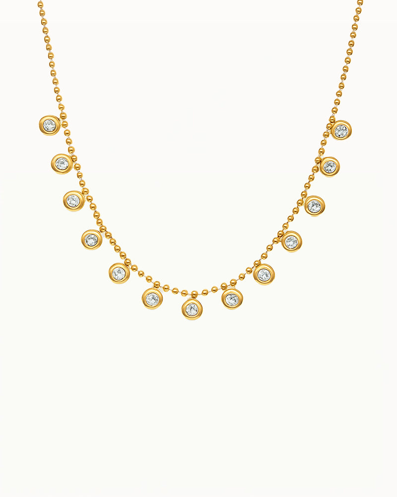 Goudkleurige ketting met ronde steentjes - Braelyn