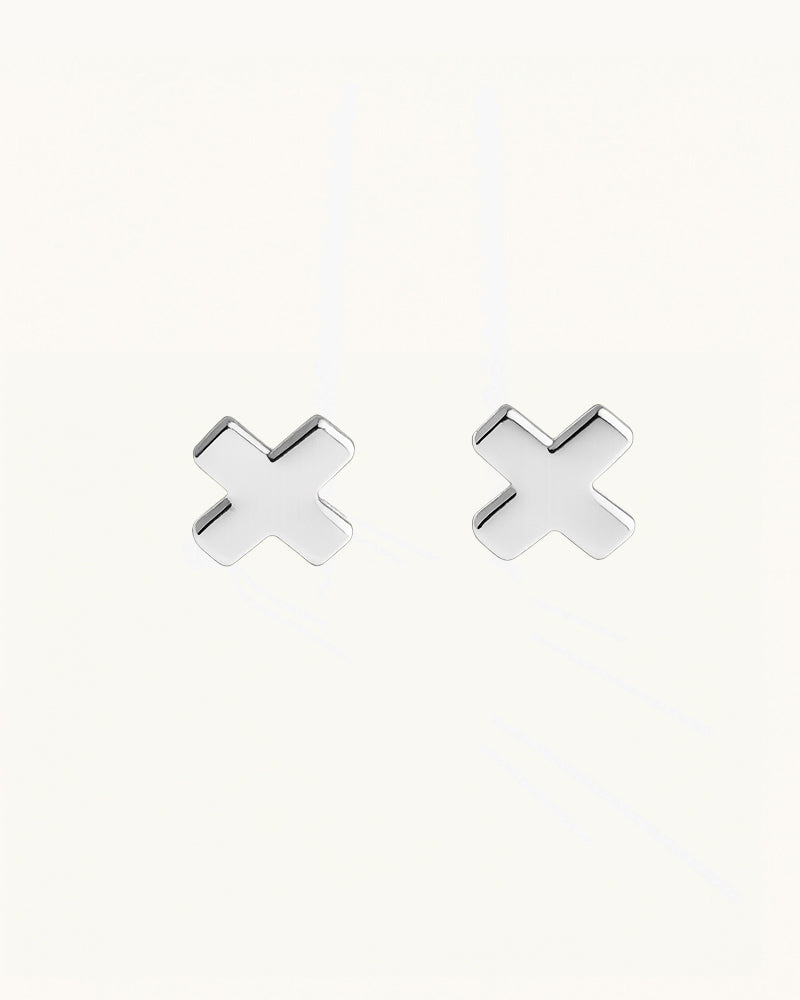 Subtle X-Shape Stud Earrings - Riley