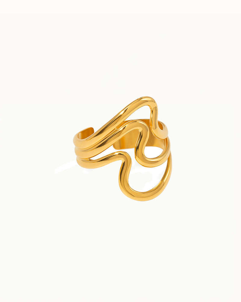 Gouden Statement Ring met Golvend Design - Khaleesi - R65