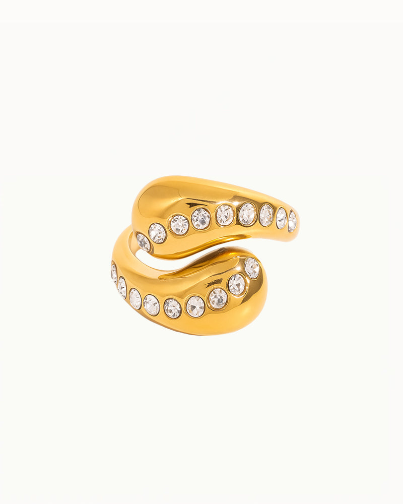 Glanzende Open Ring met Kristallen - Laura - R68