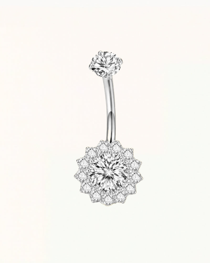 Titanium Navelpiercing met Zonvormig Kristallen - Sydney