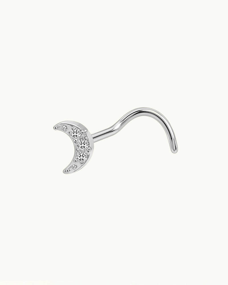 Titanium Neuspiercing Maan met Steentjes - Patricia