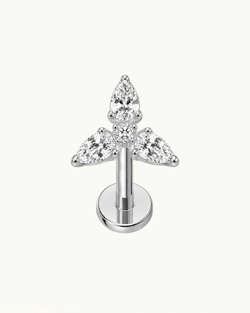 Titanium Oorpiercing Trio Druppel met Steentjes - Elles