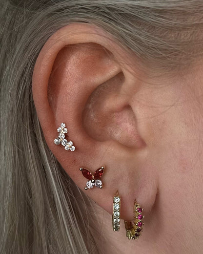Titanium Piercing met Drie Bloemen - Grace
