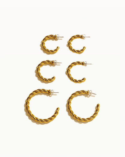 Gedrehte Ohrringe in drei Größen - Aaliyah