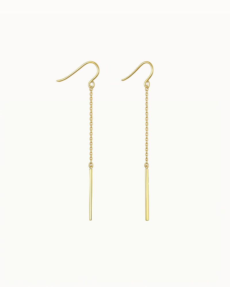 Oorbellen met Fijne Ketting en Staafje - Aileen