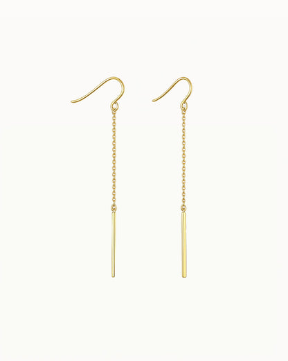 Oorbellen met Fijne Ketting en Staafje - Aileen