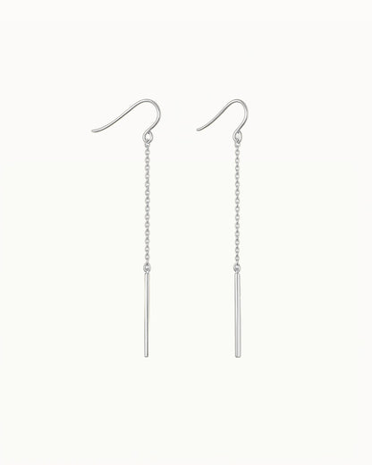 Oorbellen met Fijne Ketting en Staafje - Aileen