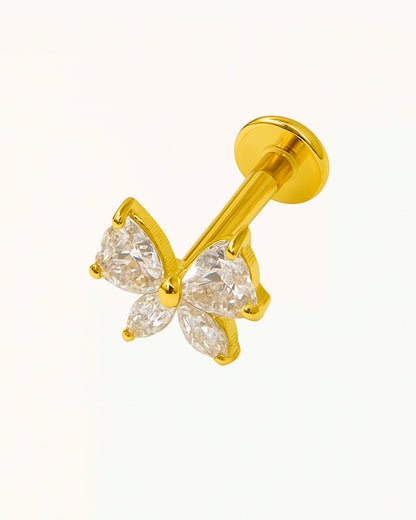 Titanium Piercing Strik met Kristallen - Anabella