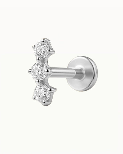 Titanium Piercing met Drie Kristallen - Arabella