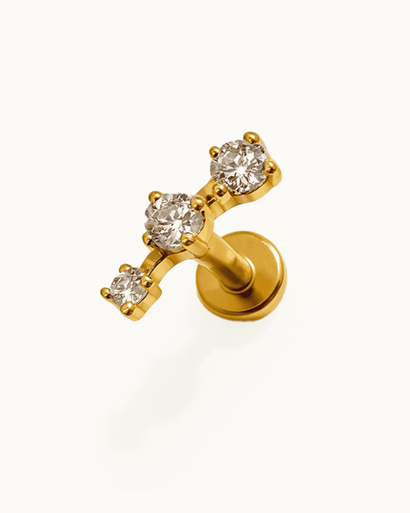 Titanium Bow Piercing with Three Stones - Aria