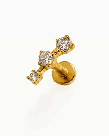 Titanium Bow Piercing with Three Stones - Aria