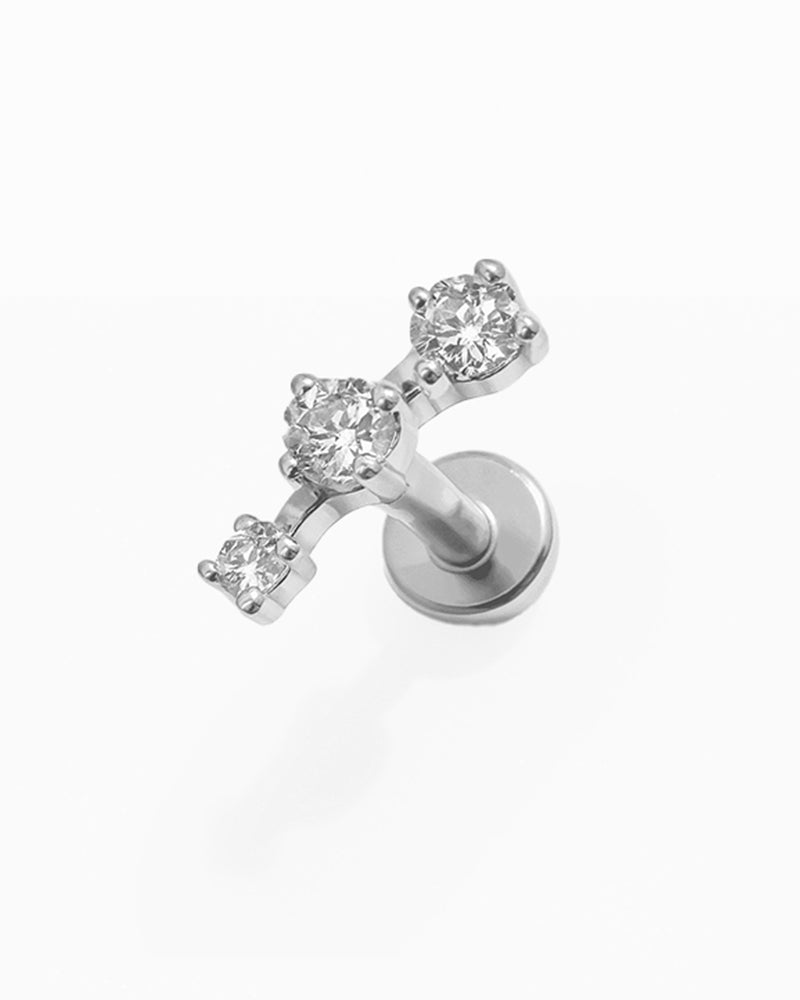 Titanium Bow Piercing with Three Stones - Aria