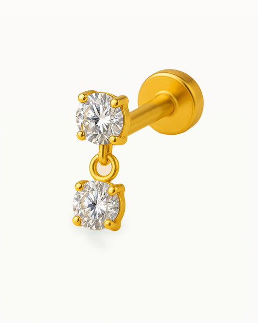 Titanium Dubbele Kristallen Piercing - Asya