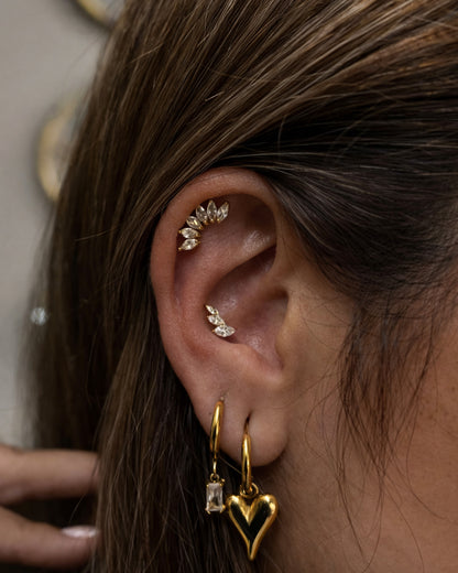 Titanium Piercing with Three Marquise Stones - Brielle