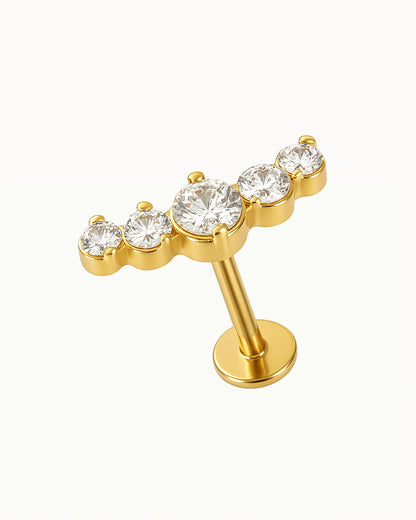 Titanium Piercing met Ronde Kristallen - Esia