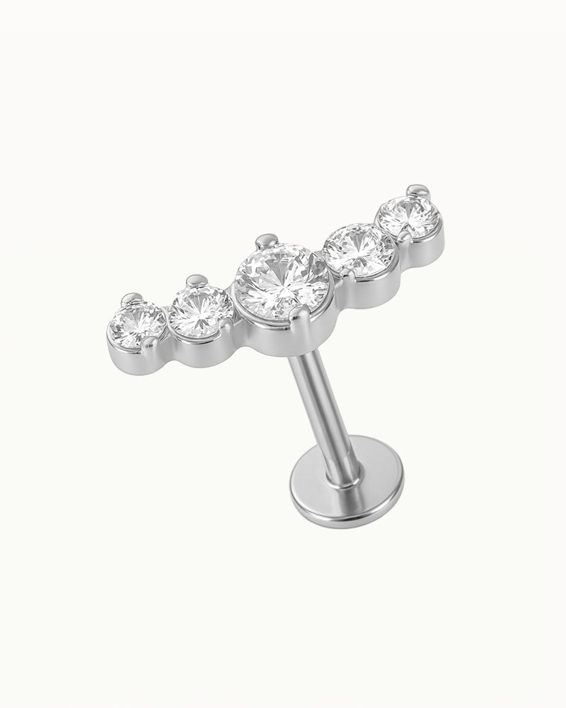 Titanium Piercing met Ronde Kristallen - Esia