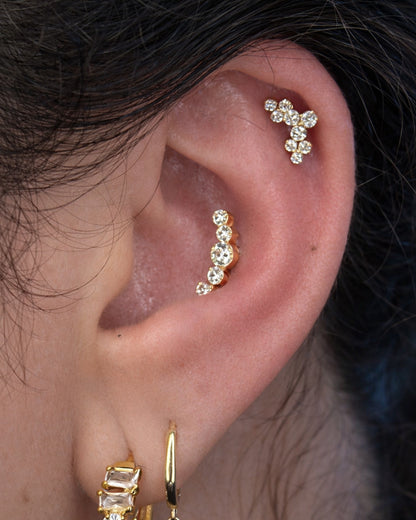 Titanium Piercing met Drie Bloemen - Grace