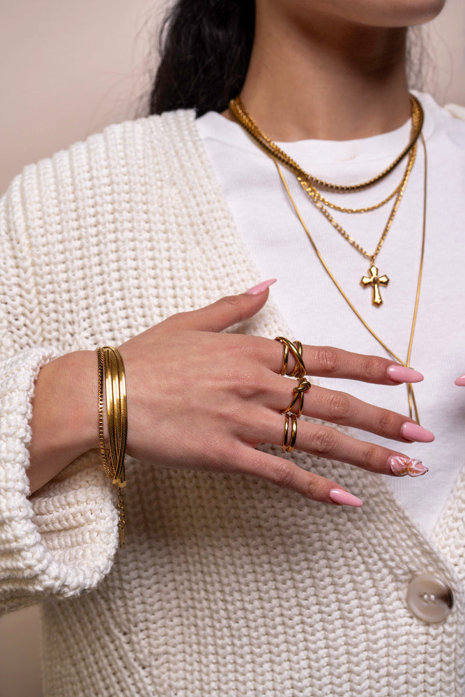 Driedubbel Flat Gouden Armband - Kayleigh