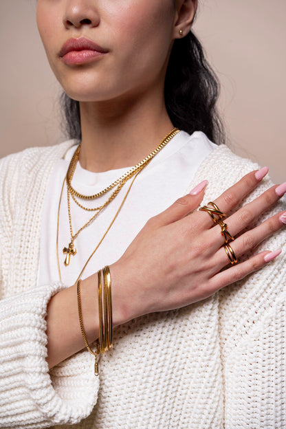 Driedubbel Flat Gouden Armband - Kayleigh