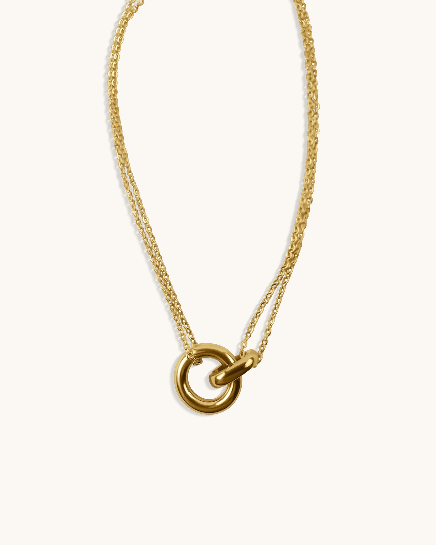 Gouden Ketting met Dubbele Cirkel Hanger - Everly