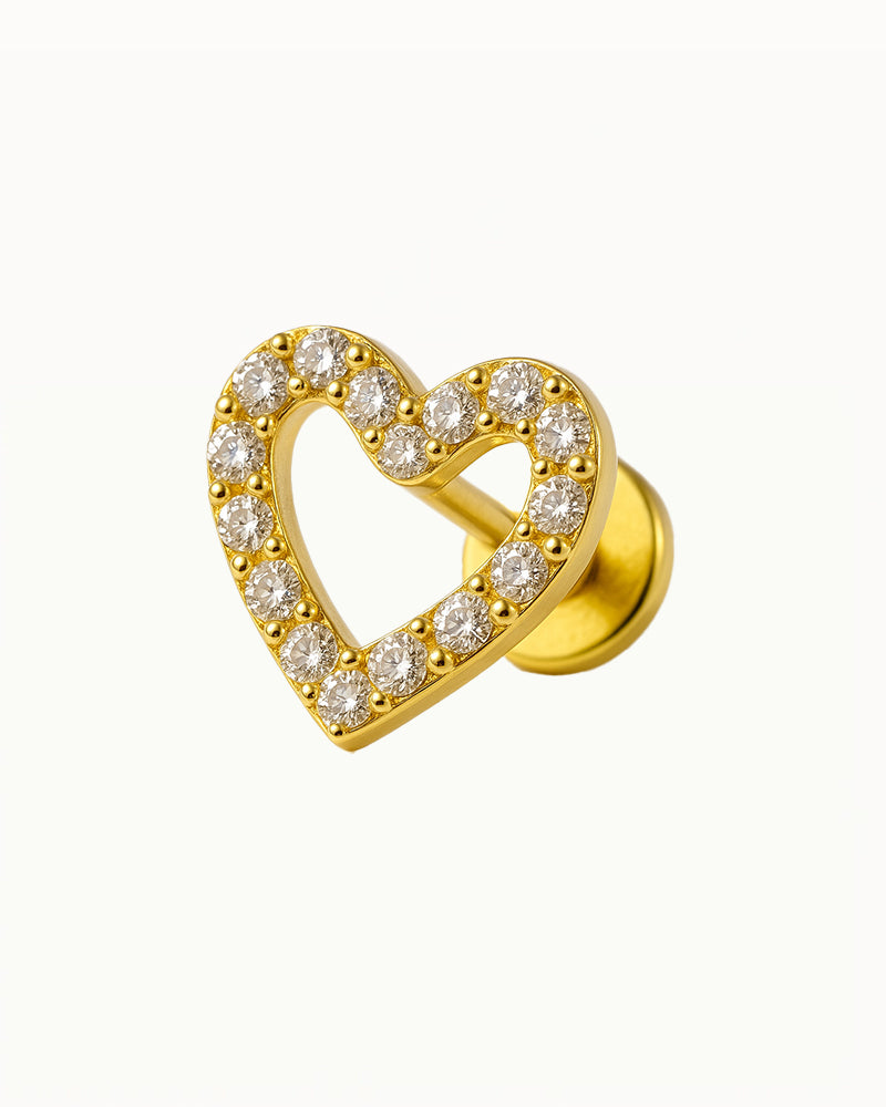 Titanium Piercing in Hartvorm met Kristallen - Joanne