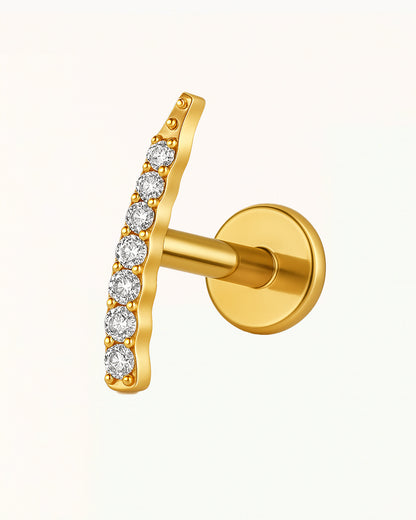 Titanium Gebogen Piercing met Steentjes - Jolie