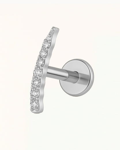 Titanium Gebogen Piercing met Steentjes - Jolie