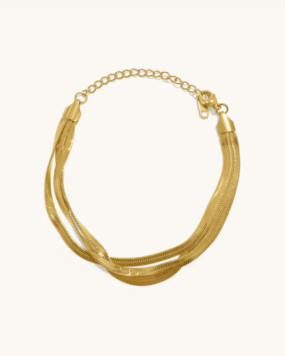 Driedubbel Flat Gouden Armband - Kayleigh