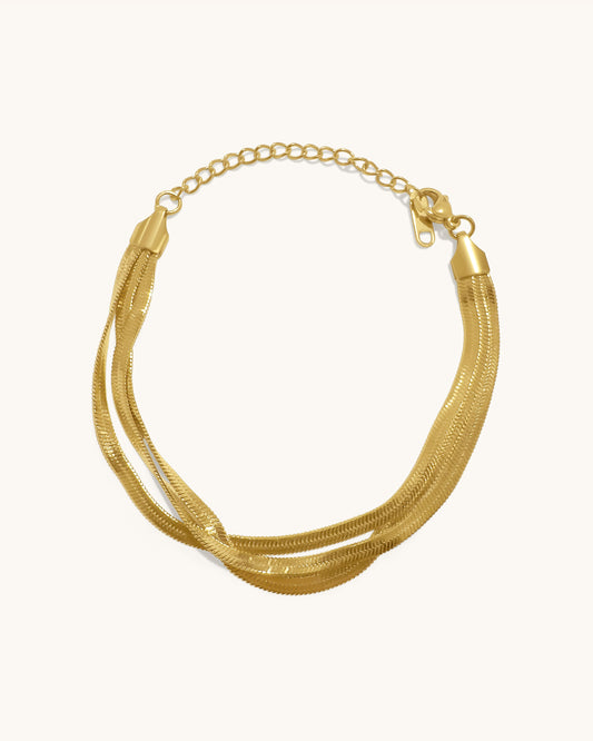 Driedubbel Flat Gouden Armband - Kayleigh