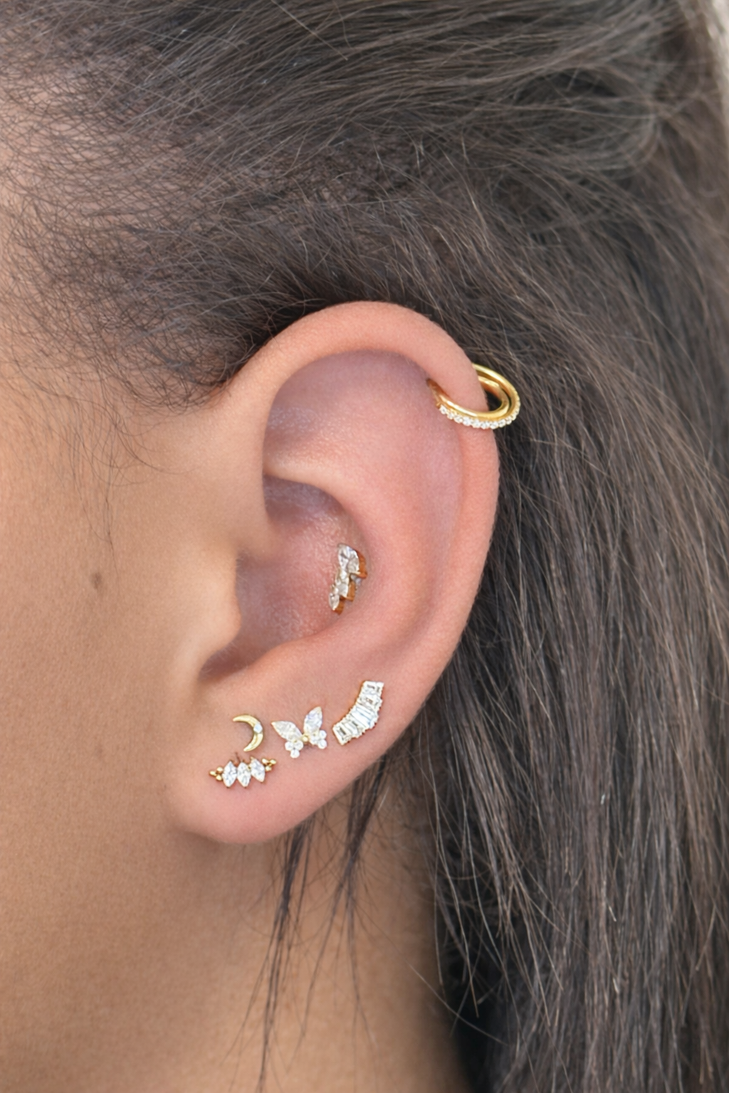 Titan-Doppel-Twist-Klickring mit Steinchen - Kathy