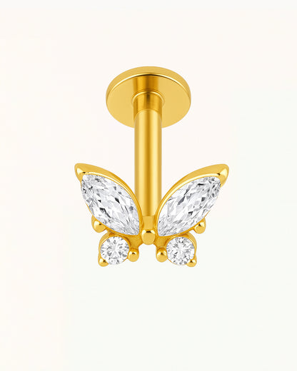 Titanium Vlinder met Steentjes Piercing - Mai