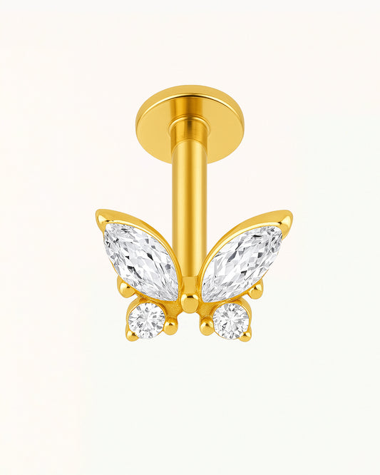 Titanium Vlinder met Steentjes Piercing - Mai