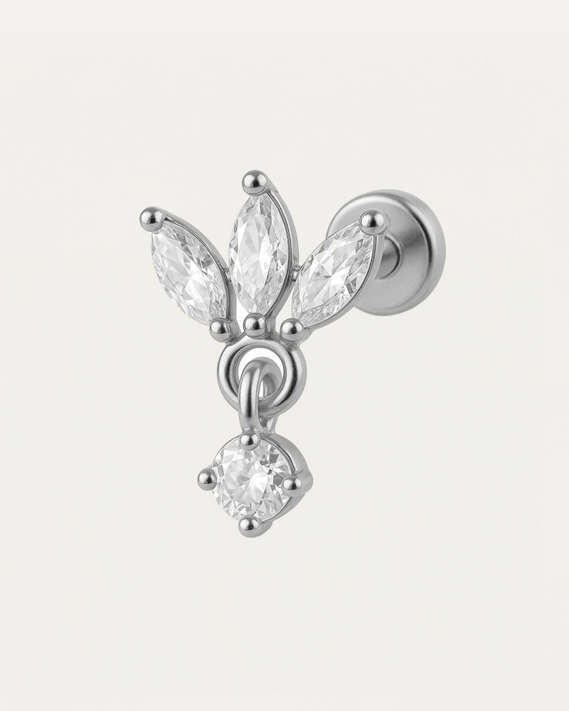 Titanium Piercing met Bloemvormige Kristal - Maya