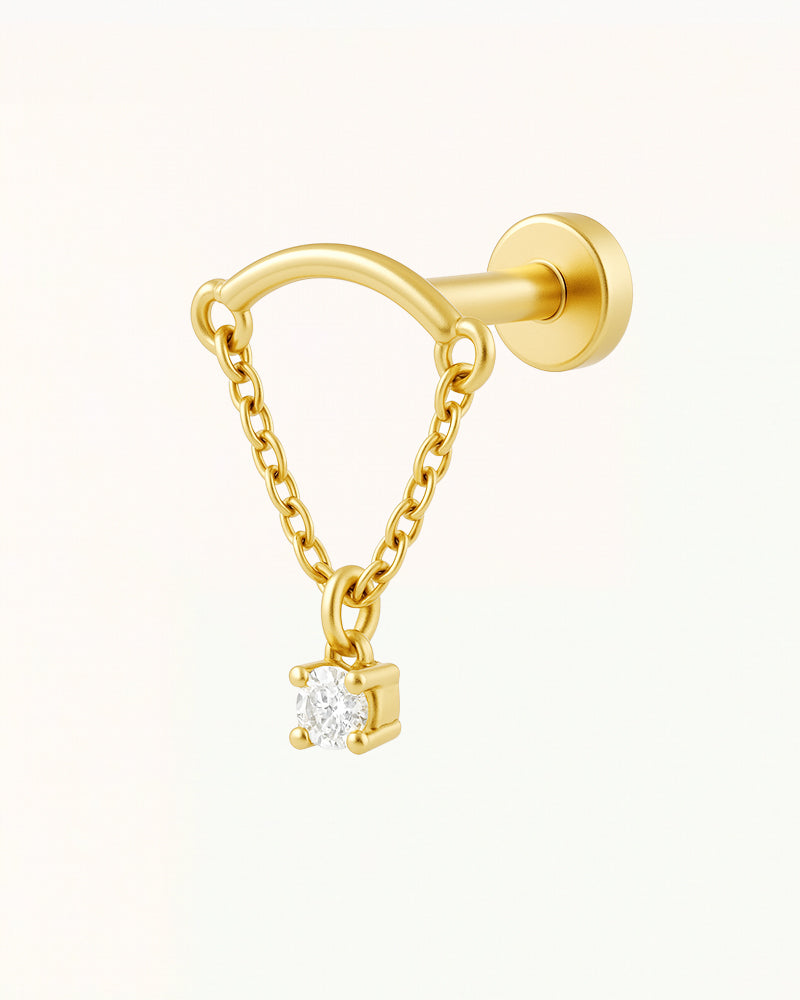 Titanium Piercing met Ketting en Kristal - Nisa