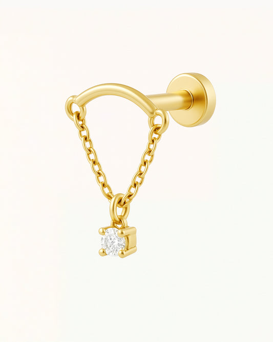 Titanium Piercing met Ketting en Kristal - Nisa