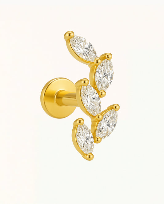 Titanium Piercing met Vijf Marquise Steentjes - Novi