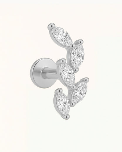 Titanium Piercing met Vijf Marquise Steentjes - Novi