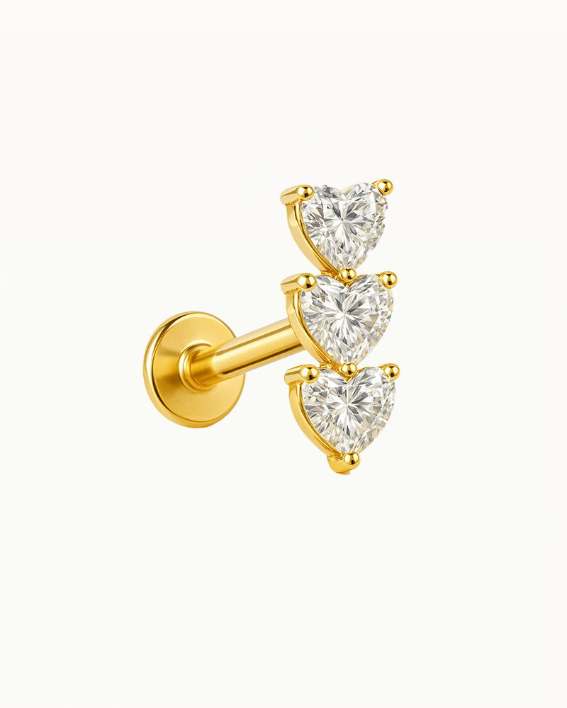 Titanium Piercing met Kristallen Hartjes - Poppy