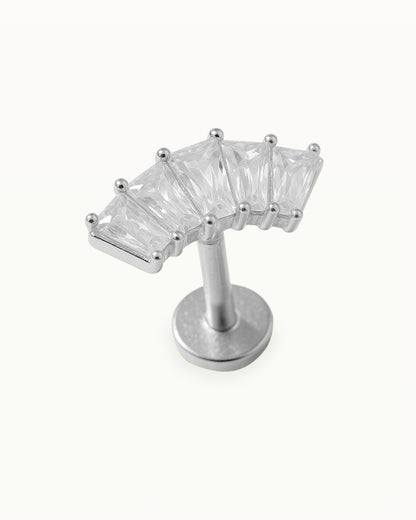 Titanium Piercing with Curved Crystals - Rosie